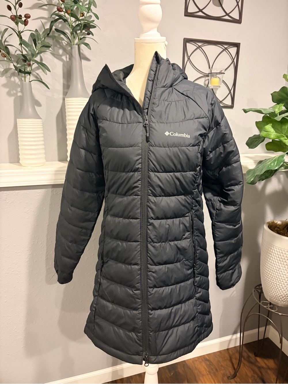 Columbia Black Quilted Hooded Long Puffer Jacket